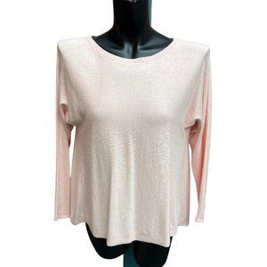 Etcetera Sweater L/Sleeve Split In Back Scoop Neck Pullover Knit  L/Pink Size XS